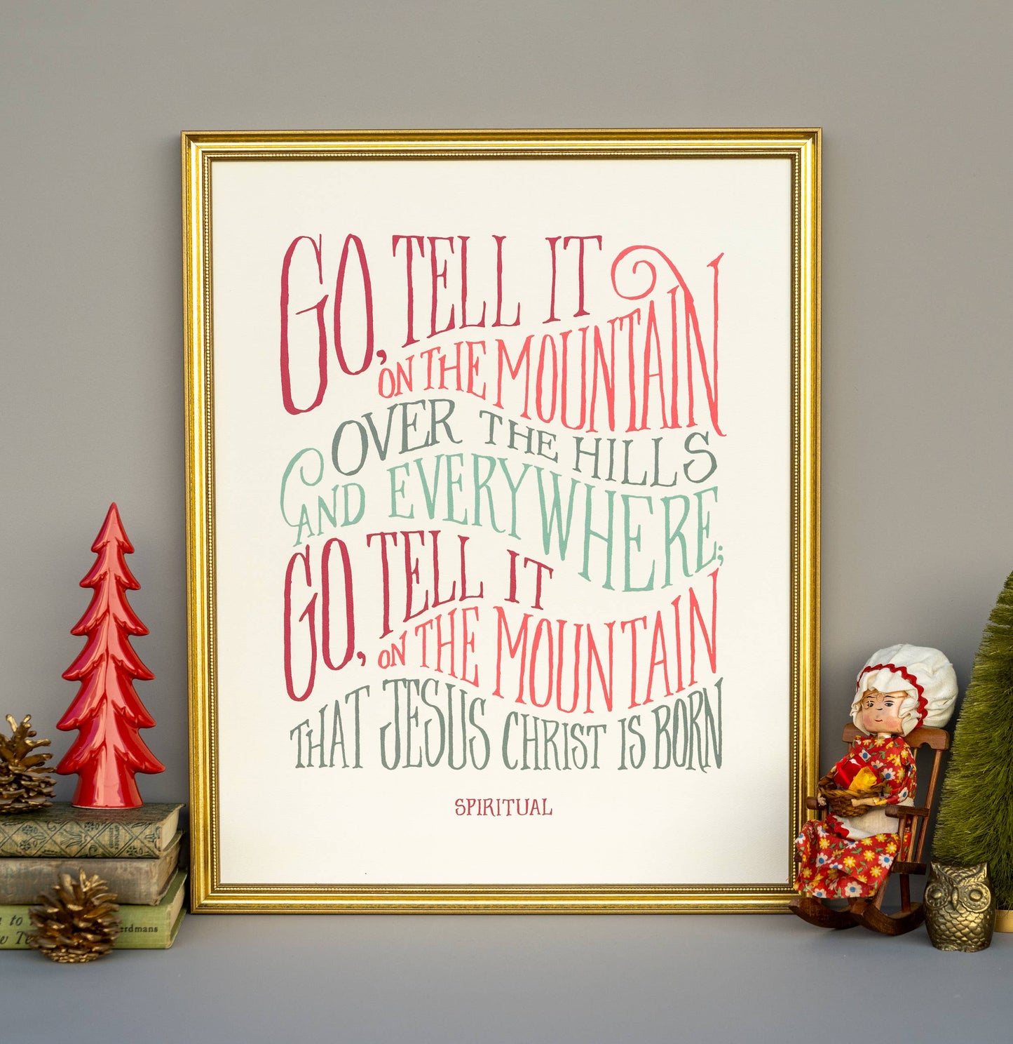 Go Tell It on the Mountain Hymn Art Print - 16x20 - Vanilla