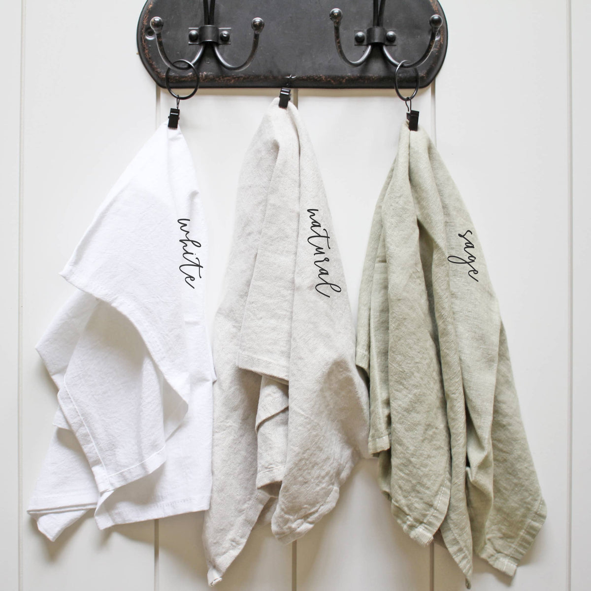 Custom Christmas Doors Tea Towel: Natural