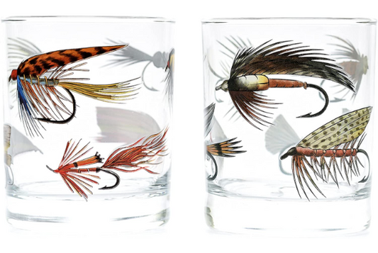 Fly Fishing Lures Whiskey Glass